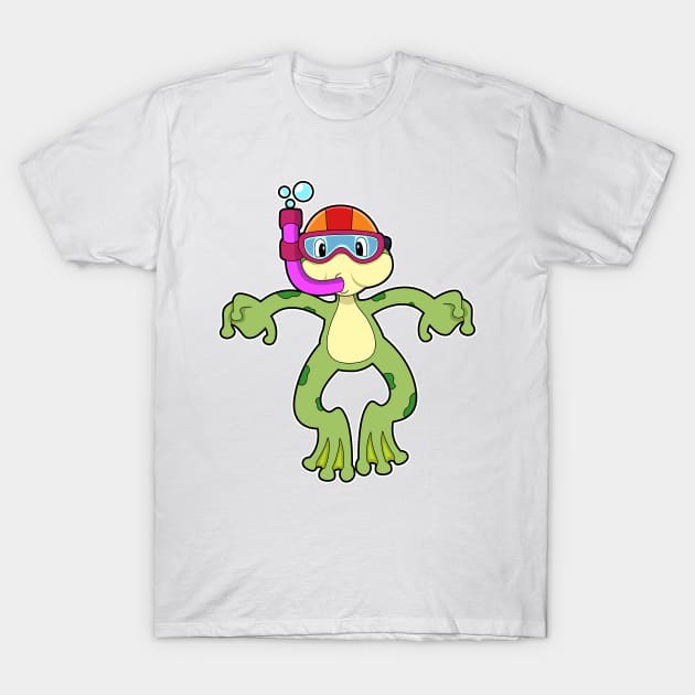 Frog at Diving with Snorkel T-Shirt by Markus Schnabel